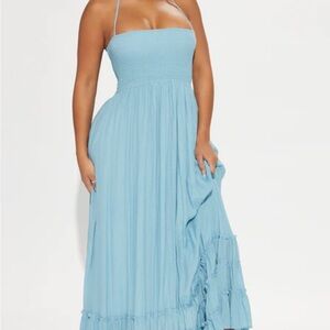 Fashion Nova Light Blue Strapless Dress